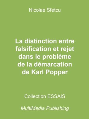 cover image of La distinction entre falsification et rejet dans le problème de la démarcation de Karl Popper